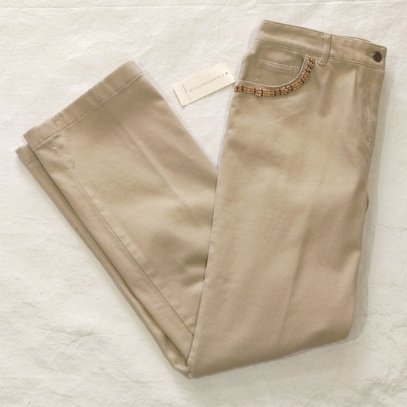 NWT Charter Club Petite Embellished 5 Pockets Khaki Denim Pants Jeans Size 10P - Picture 10 of 12